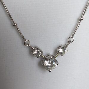 Sterling Silver 3 Stone CZ Beaded Necklace